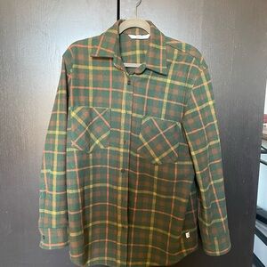 Anian Green and Yellow Plaid Shirt Jacket